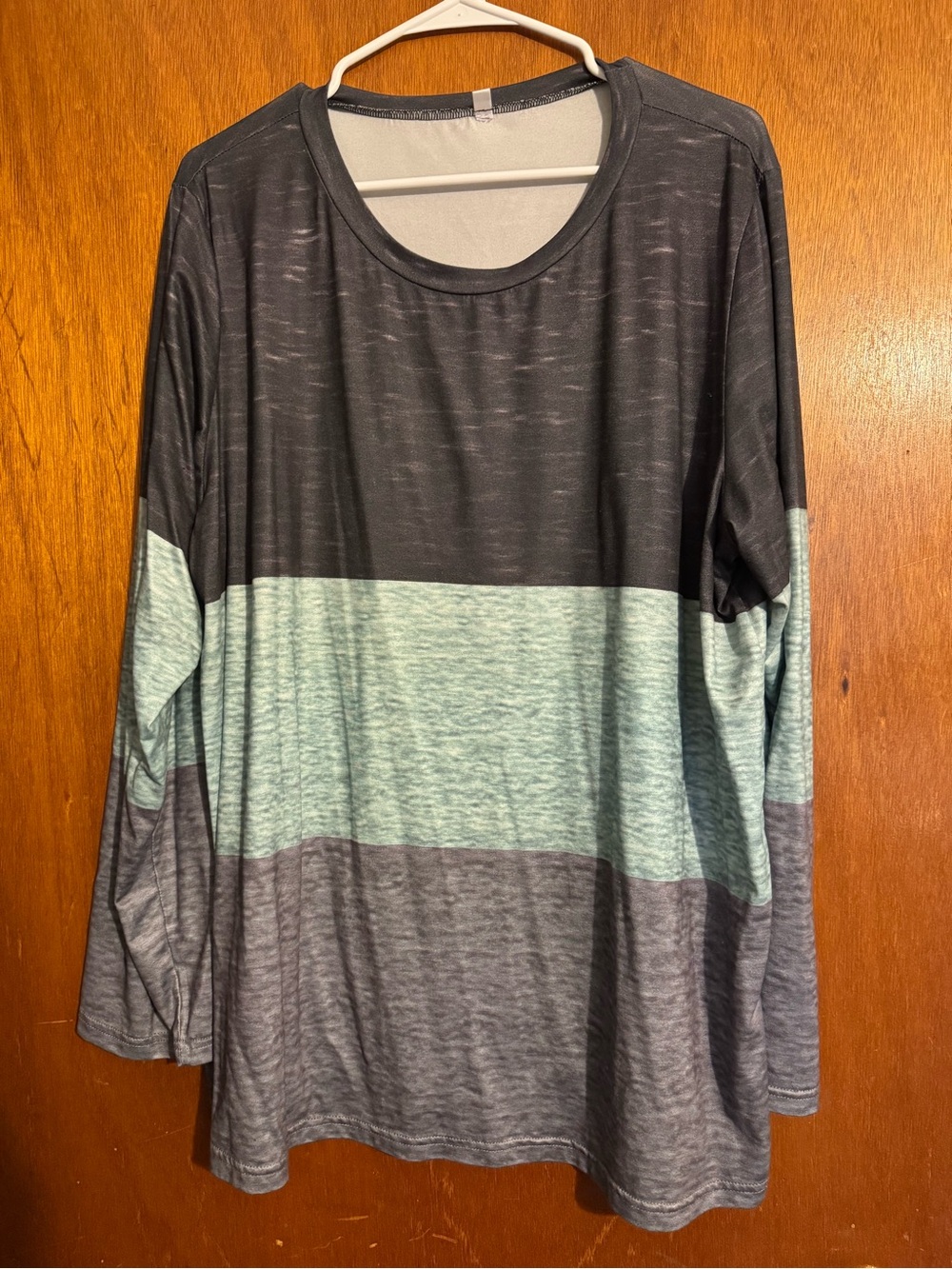 Women's Colorblock Long Sleeve Top - Black, Mint, Gray
